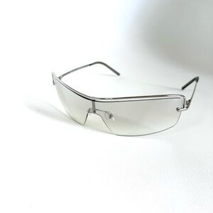 Authentic Gucci Silver Rimless Shield Sunglasses Made in Italy